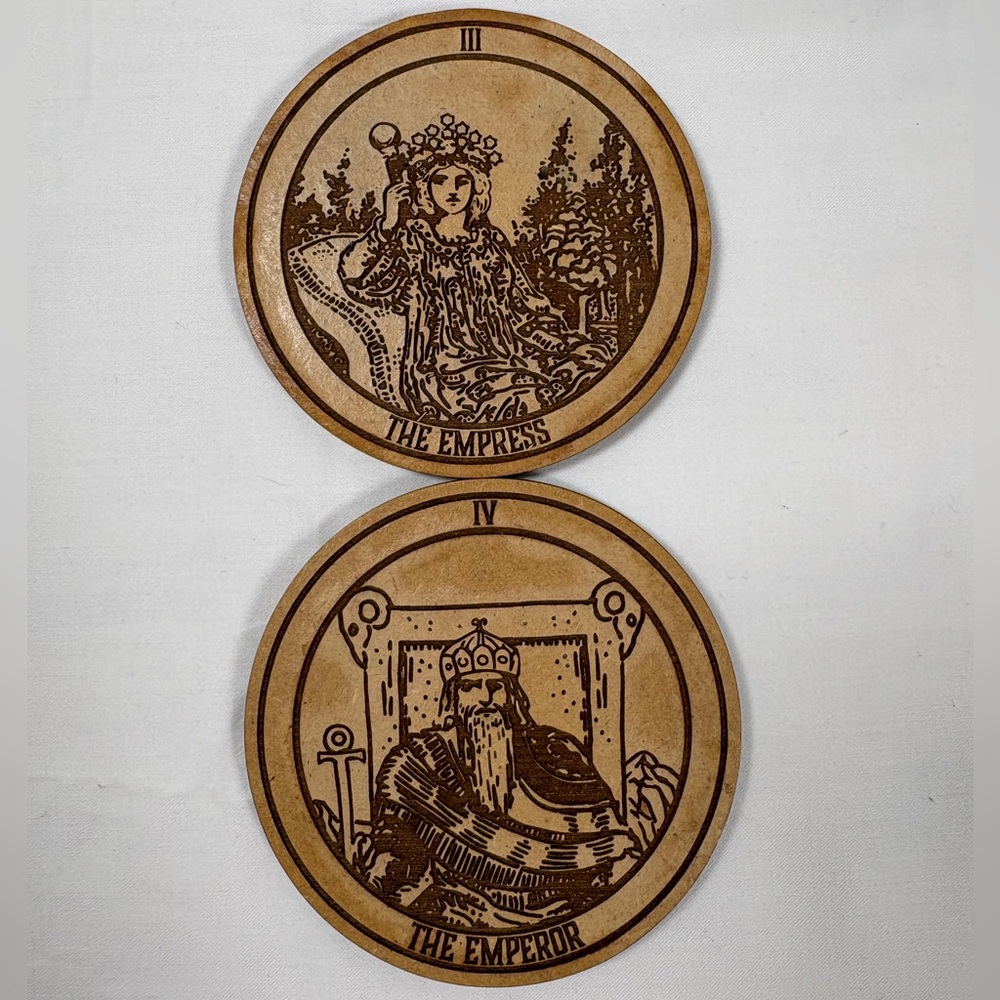 Tarot Card Coasters - The Empress and The Emperor